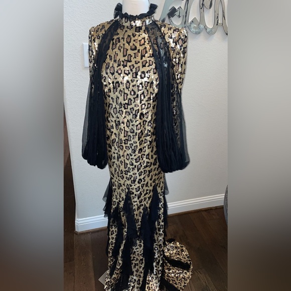 Custom Made Leopard Long Dress Size 10-12 - Picture 1 of 4